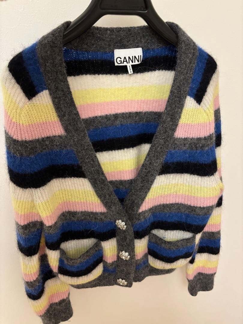 【ぽめち】Ganni マルチボーダーカーディガン