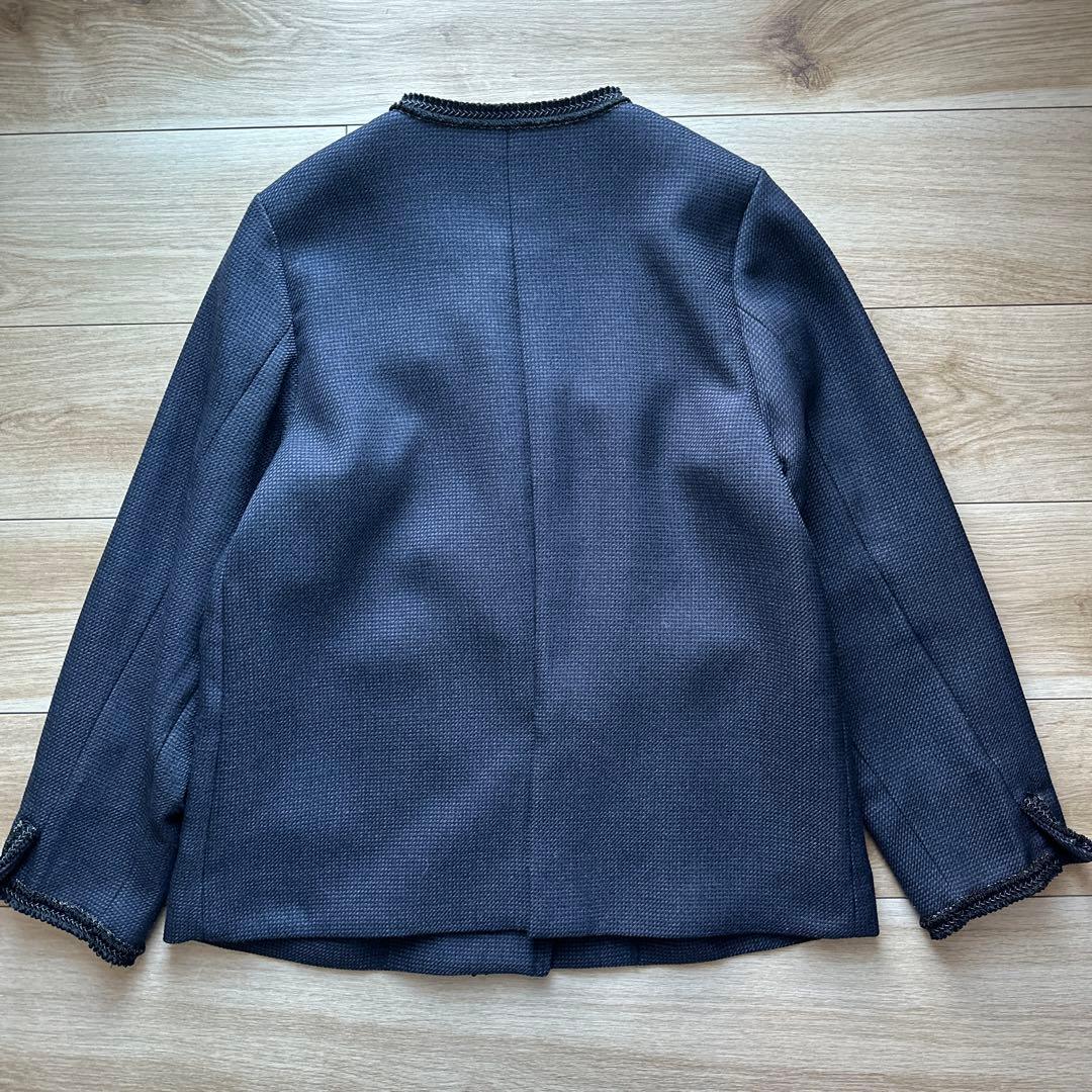 SLOBE IENA ツイードVネックノーカラージャケット 紺色