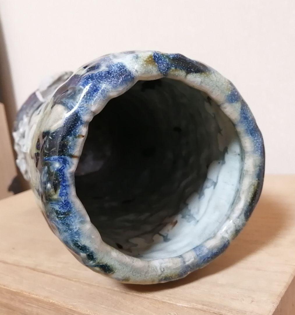 相馬焼　梅に鶯　花入　伝統工芸品　珍品
