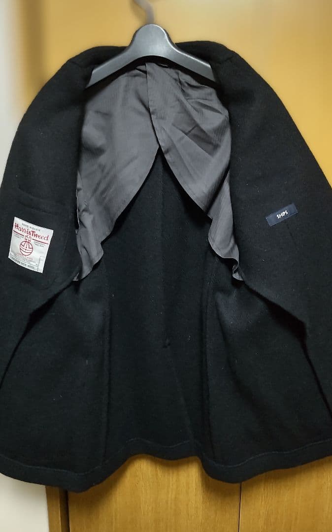 SHIPS × ハリスツイード テーラードジャケット XL ブラック 日本製