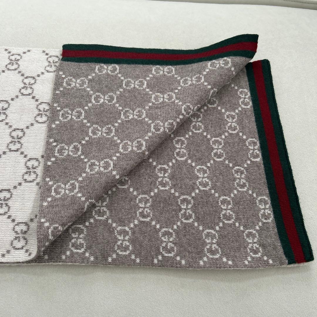 GUCCI GGパターン リバーシブル マフラー ストール 美品 ラナウール
