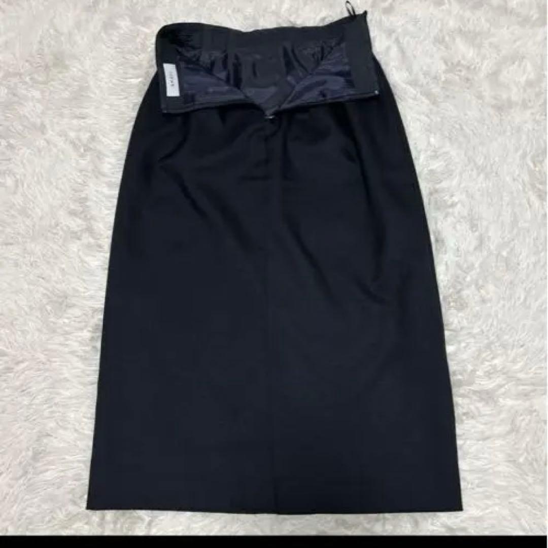 【極美品】ANAYI 24SS ブライトツイルタックタイトスカート　ネイビー