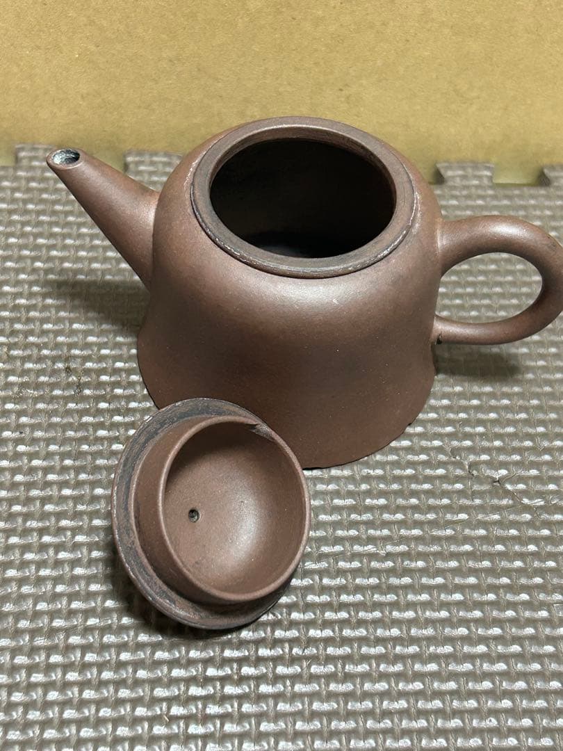宜興紫砂壺 荊渓南孟臣製 紅泥 水平壺 単孔 工藝廠 中国茶器　カケ有