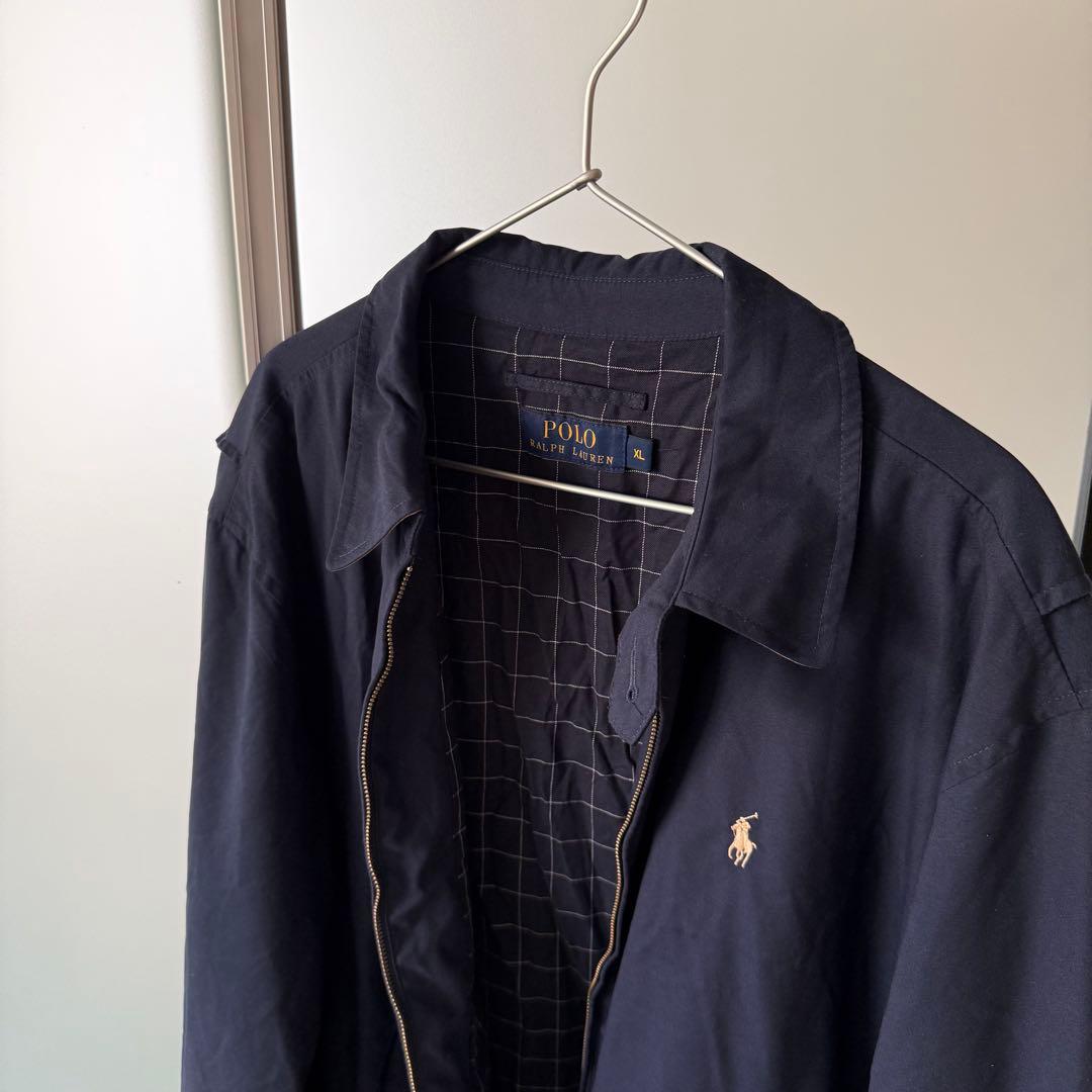 ポロ ラルフローレン スイングトップ ジャケット メンズ 古着 ブルゾン 紺