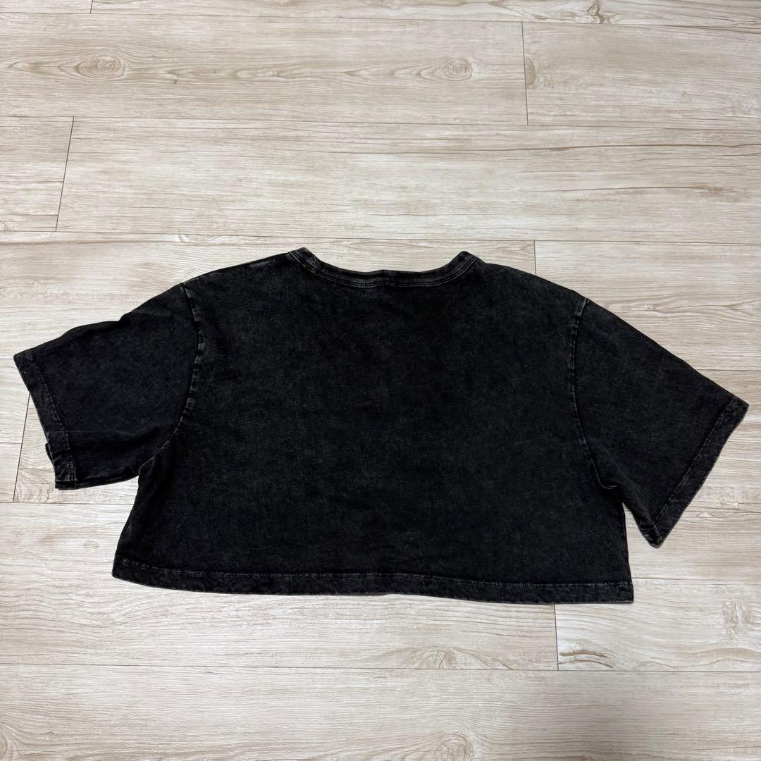 alexanderwang ダークグレー クロップド Tシャツ ロゴプリント