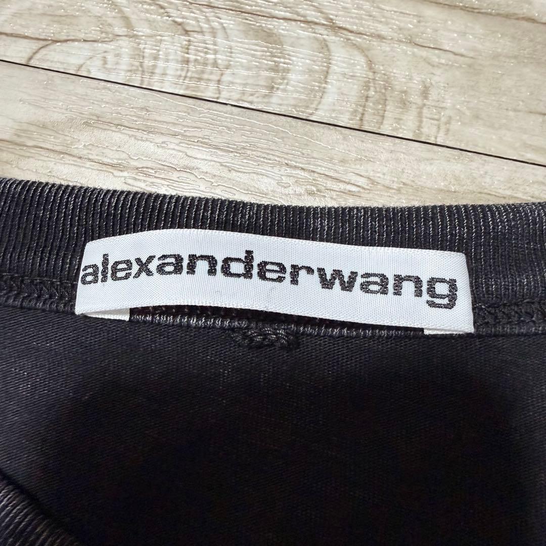 alexanderwang ダークグレー クロップド Tシャツ ロゴプリント