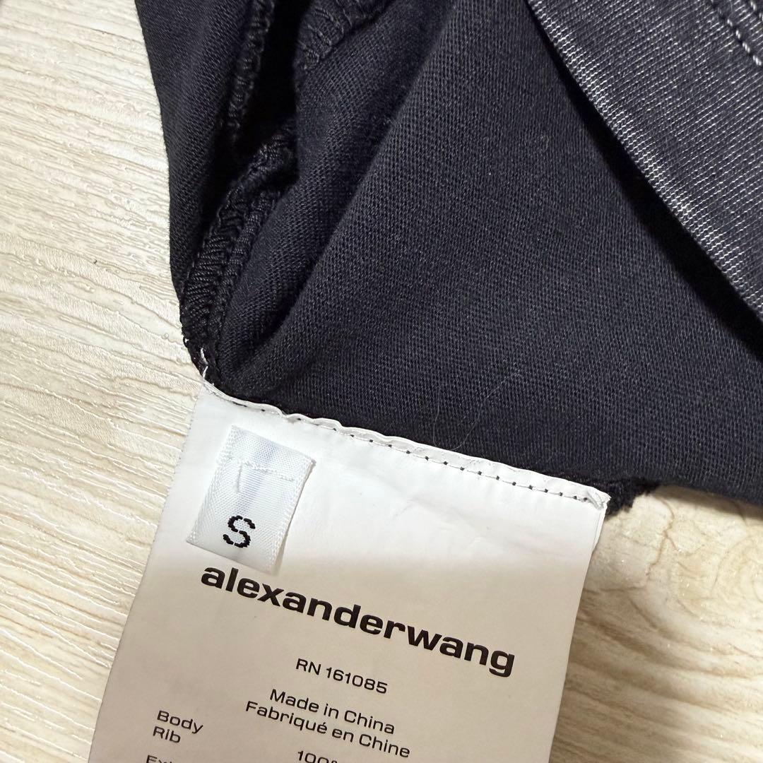 alexanderwang ダークグレー クロップド Tシャツ ロゴプリント