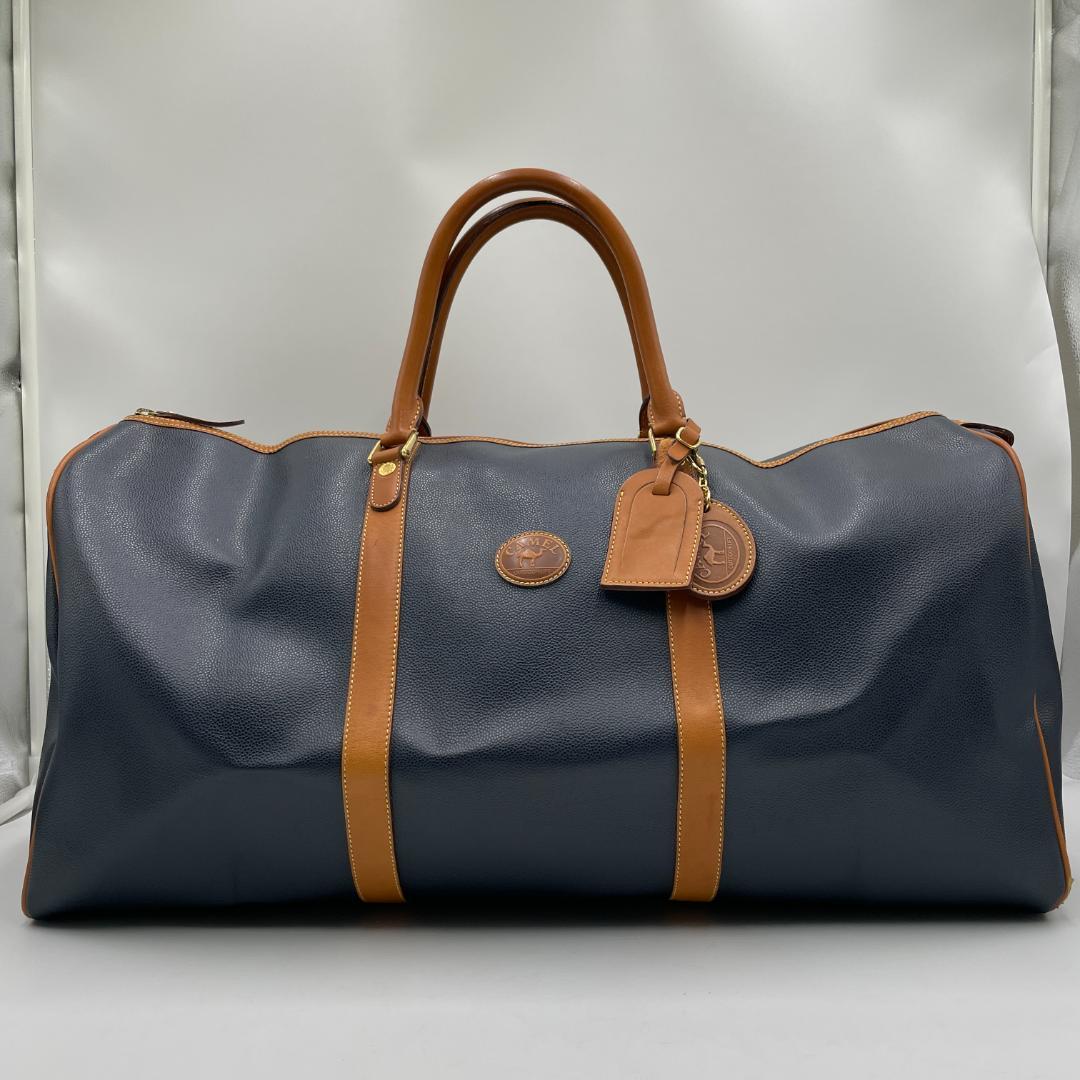 良品 CAMEL ボストンバッグ レザー ネイビー 大容量