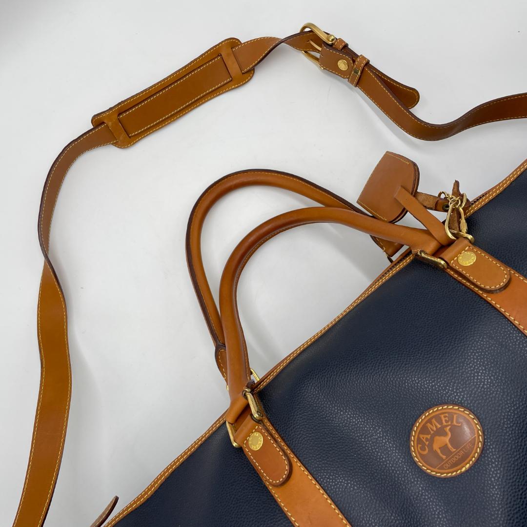 良品 CAMEL ボストンバッグ レザー ネイビー 大容量
