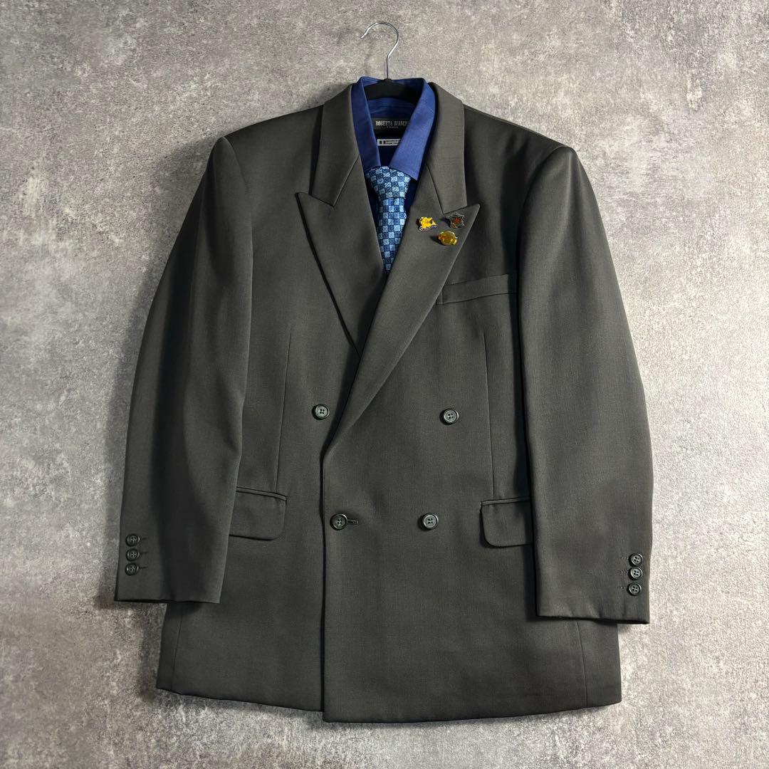 【LOST】セットアップ ダブルスーツ グレーカーキ GIVENCHYネクタイ