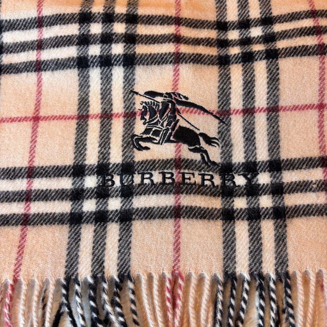 ★BURBERRY★ベージュノバチェック柄ストール★65×120★ホースロゴ刺繍