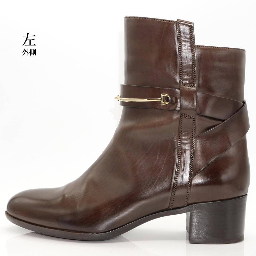 35　SARTORE　サルトル　クロスベルト　茶　ゴールド　4.5cmヒール