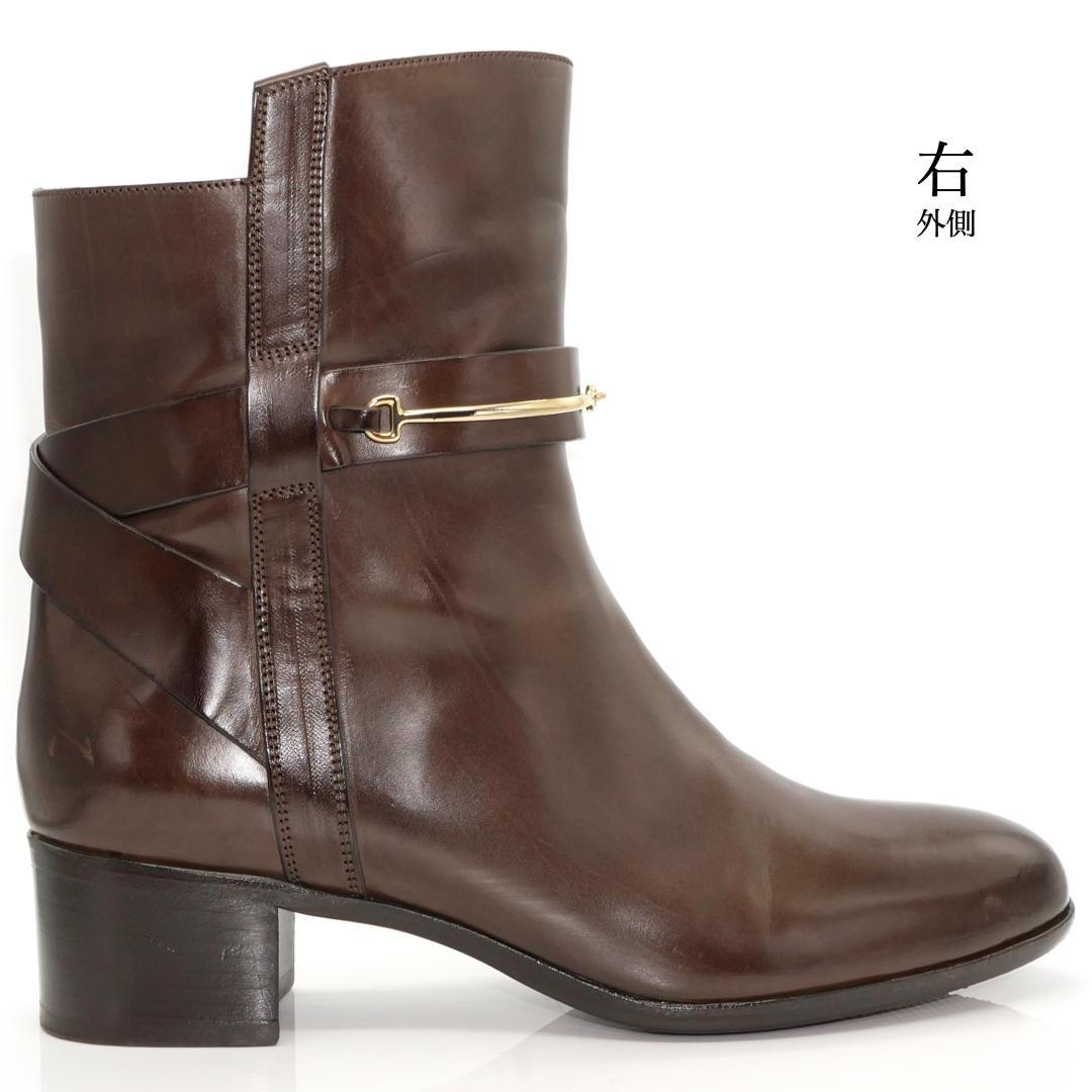 35　SARTORE　サルトル　クロスベルト　茶　ゴールド　4.5cmヒール