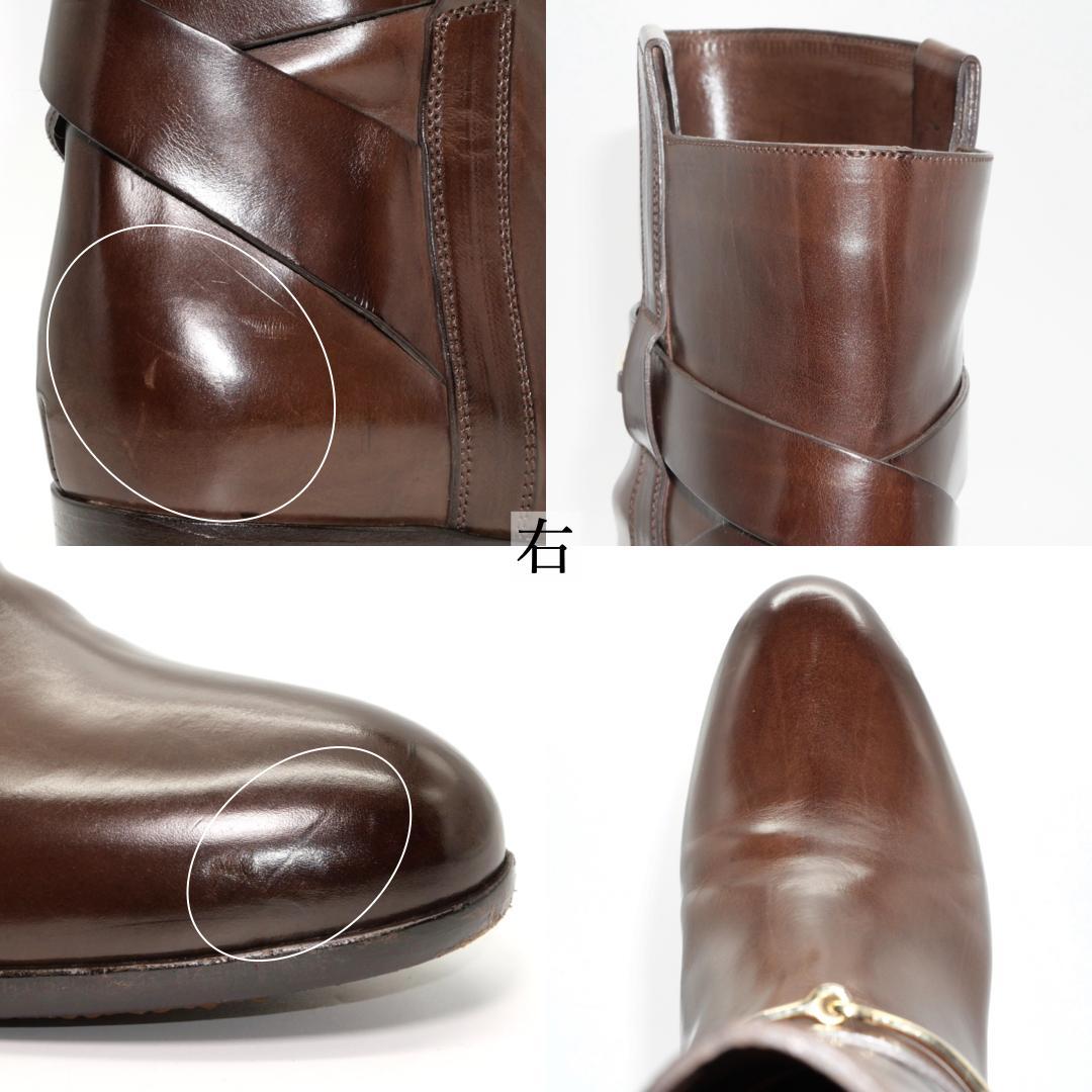35　SARTORE　サルトル　クロスベルト　茶　ゴールド　4.5cmヒール