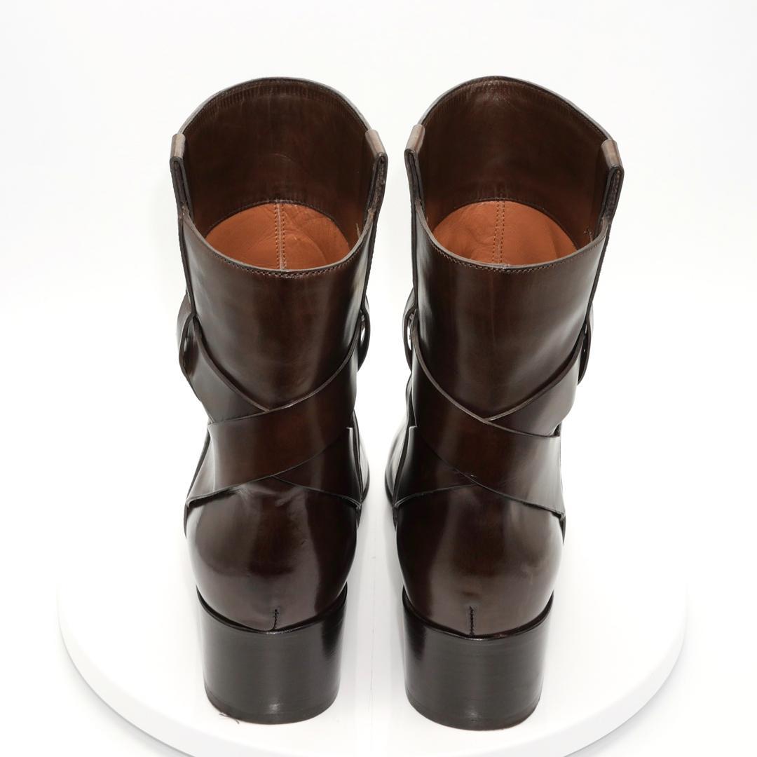 35　SARTORE　サルトル　クロスベルト　茶　ゴールド　4.5cmヒール