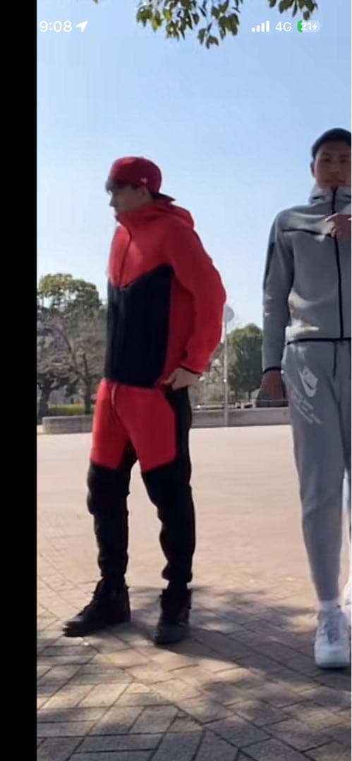NIKEテックフリース上下Mセット赤黒