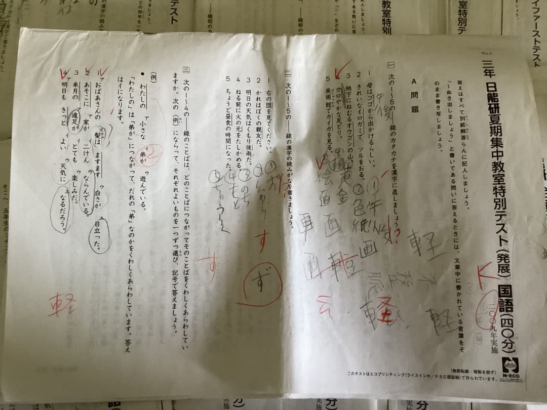 日能研　テスト　２年生　３年生　2008〜2010