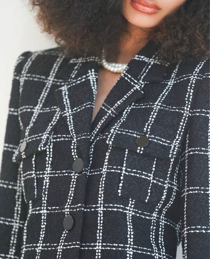 sheller シェリエ 5th check tweed jacket