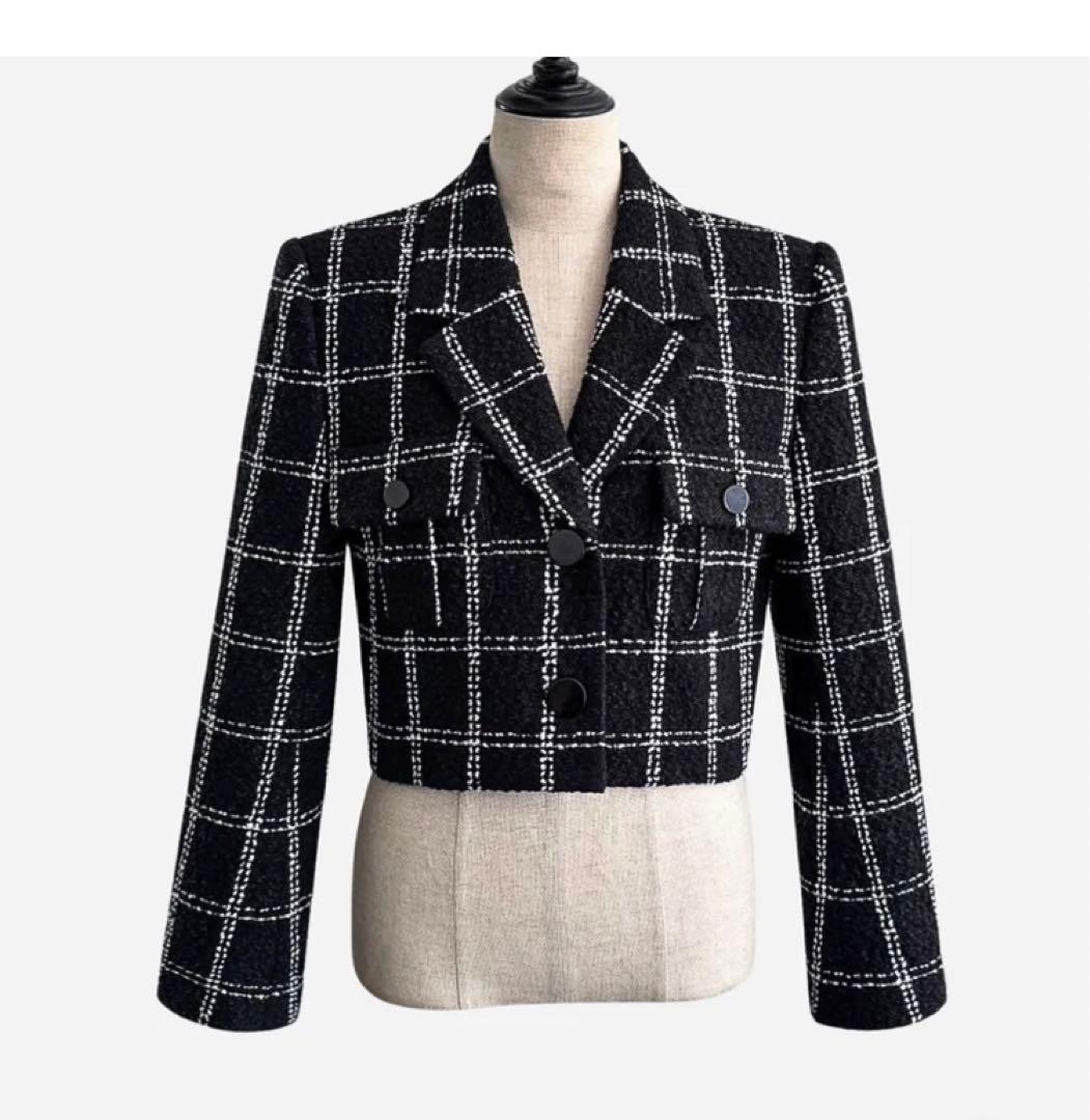 sheller シェリエ 5th check tweed jacket