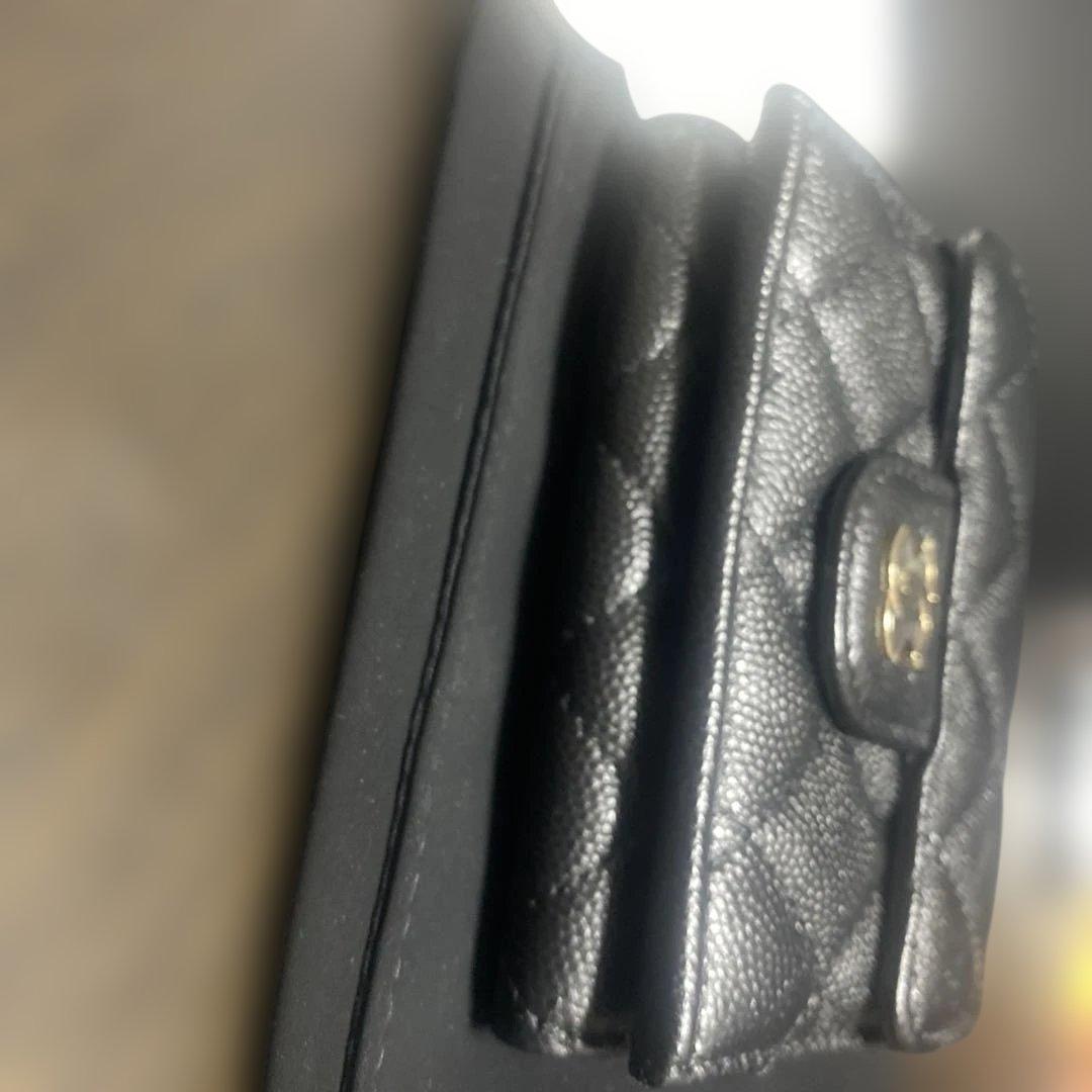 CHANEL 三つ折り財布 ブラック レザー