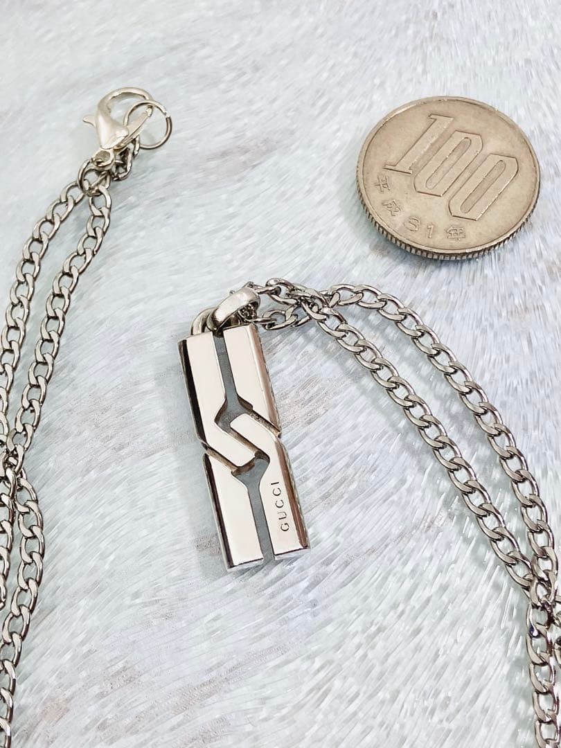 【超美品】GUCCI ネックレス トップ925＋社外喜平チェーン 男女兼用