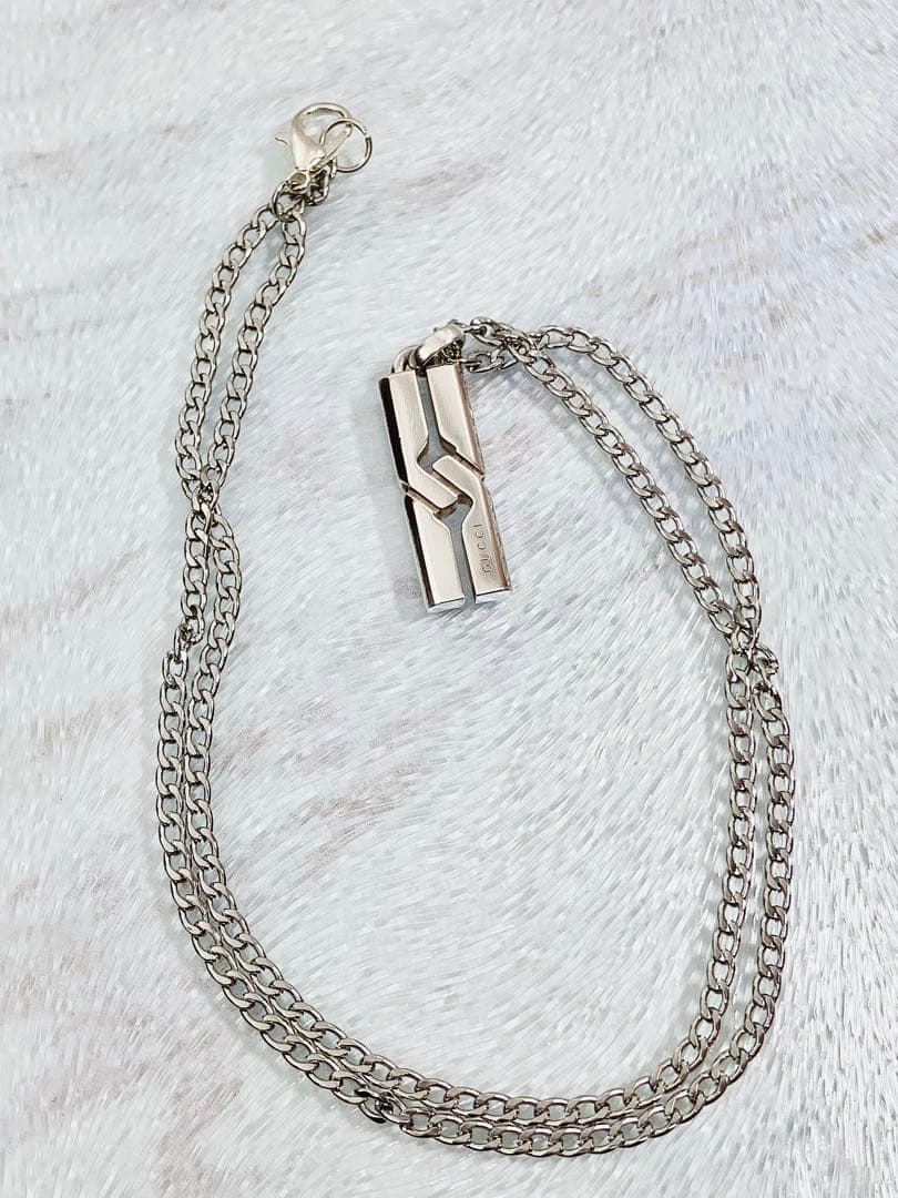 【超美品】GUCCI ネックレス トップ925＋社外喜平チェーン 男女兼用