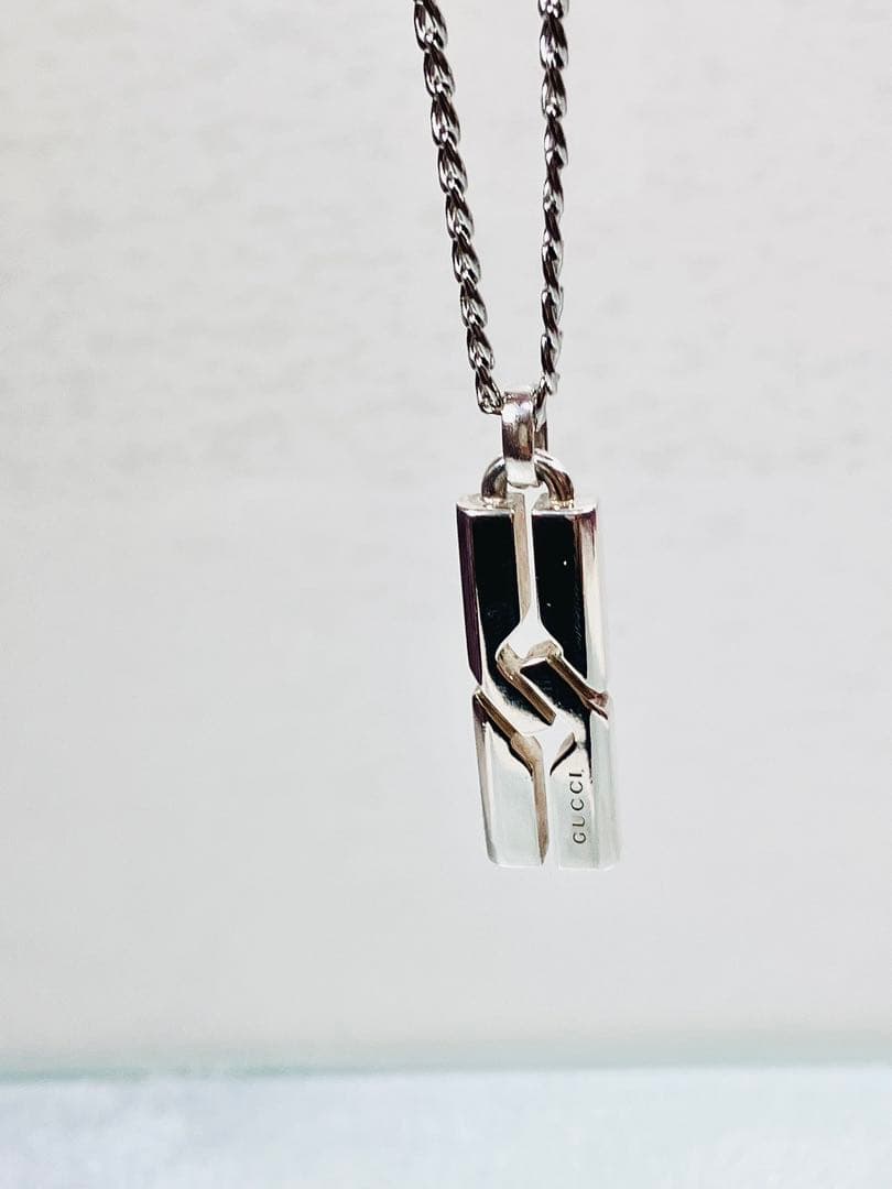 【超美品】GUCCI ネックレス トップ925＋社外喜平チェーン 男女兼用