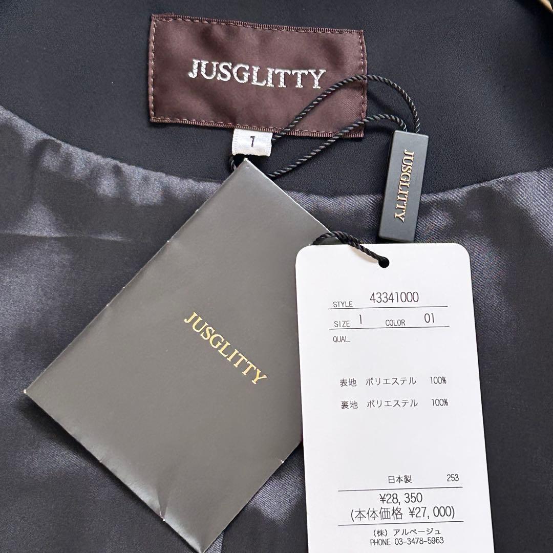 【JUSGLITTY】未使用　ブラック テーラードジャケット　シンプル 日本製S