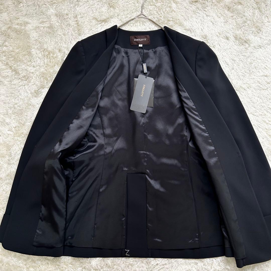 【JUSGLITTY】未使用　ブラック テーラードジャケット　シンプル 日本製S
