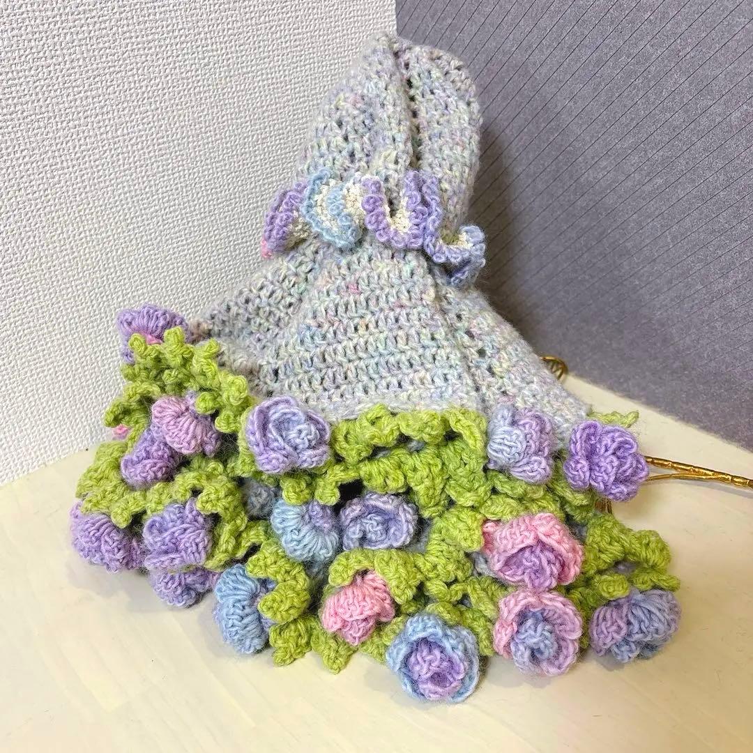 花束ブランケット　ハンドメイド　パステルカラー　シュシュ