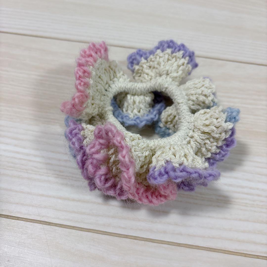 花束ブランケット　ハンドメイド　パステルカラー　シュシュ