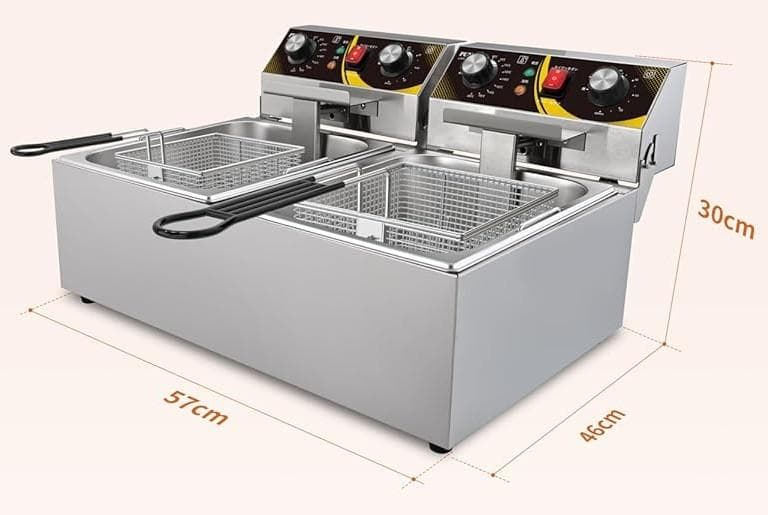 電気フライヤー 2槽式 20L(10L×2) 卓上 80〜200℃