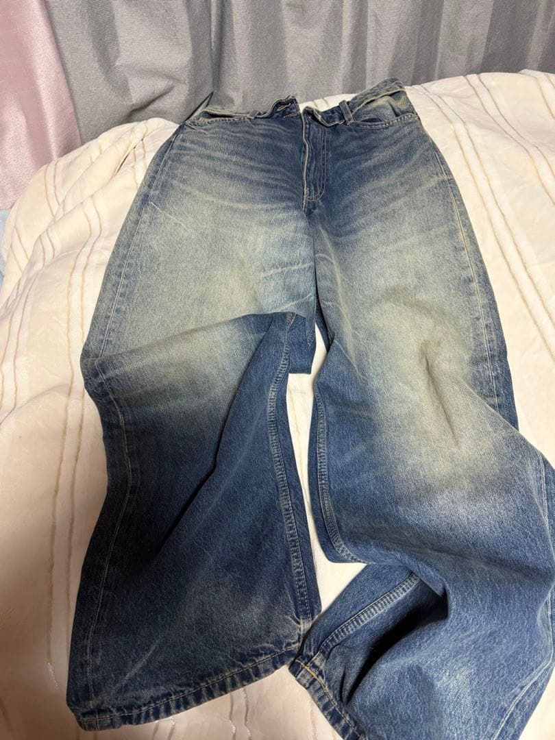 ZARA TRFミッドライズ折り返しウエストデニムパンツ　34
