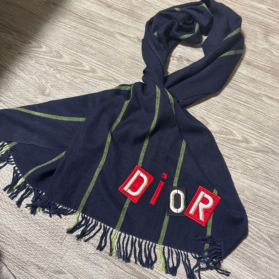 CHRISTIAN DIOR ディオール ストール 美品 ストライプ　マフラー