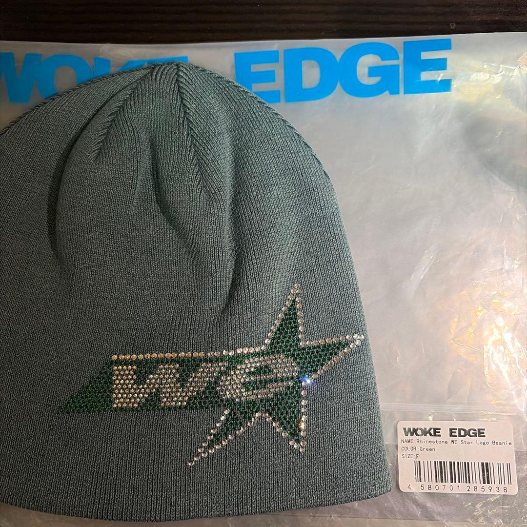 帽子 WOKE EDGE RHINESTONE WE STAR LOGO BEANIE
