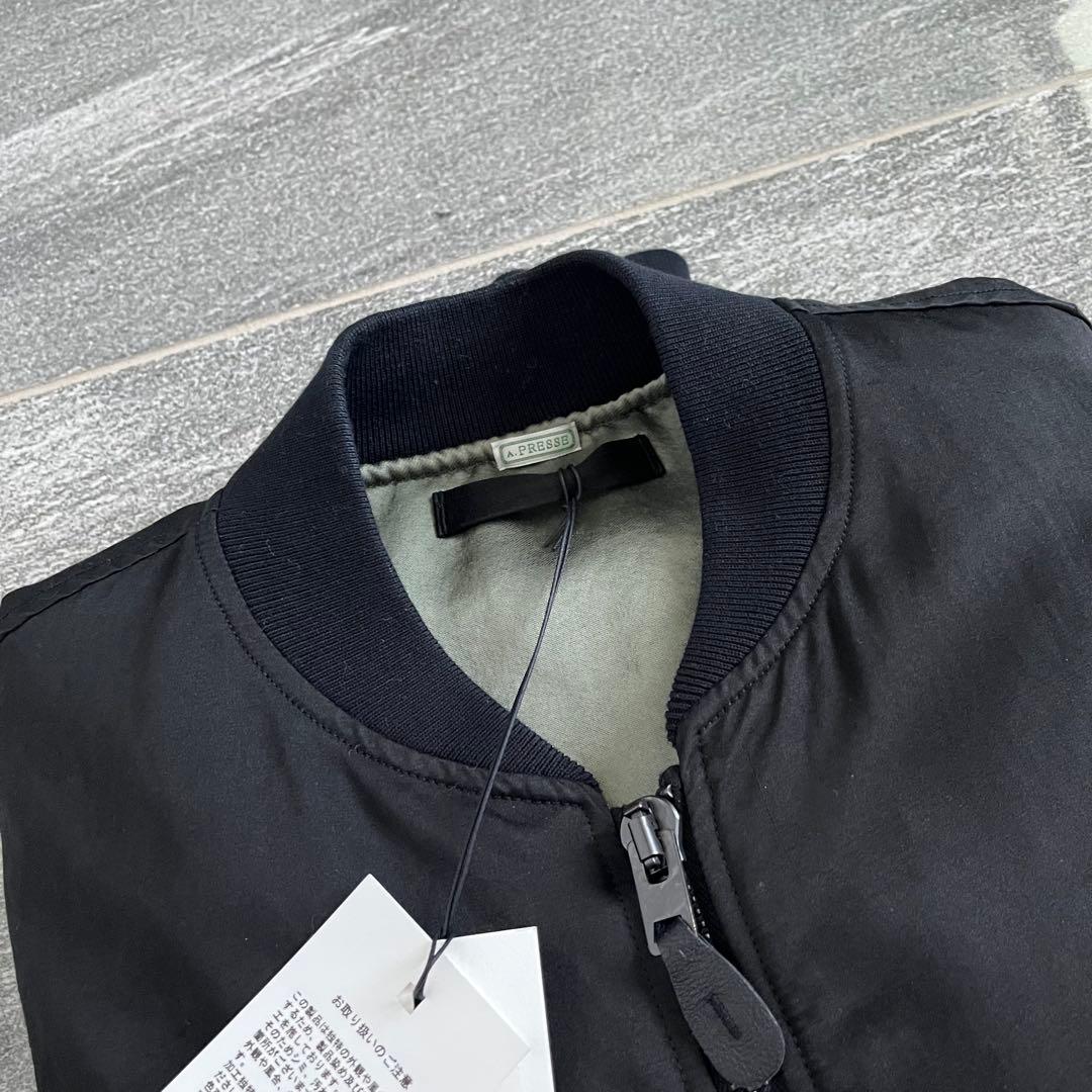 A.PRESSE Vintage Silk Flight Jacket ブラック
