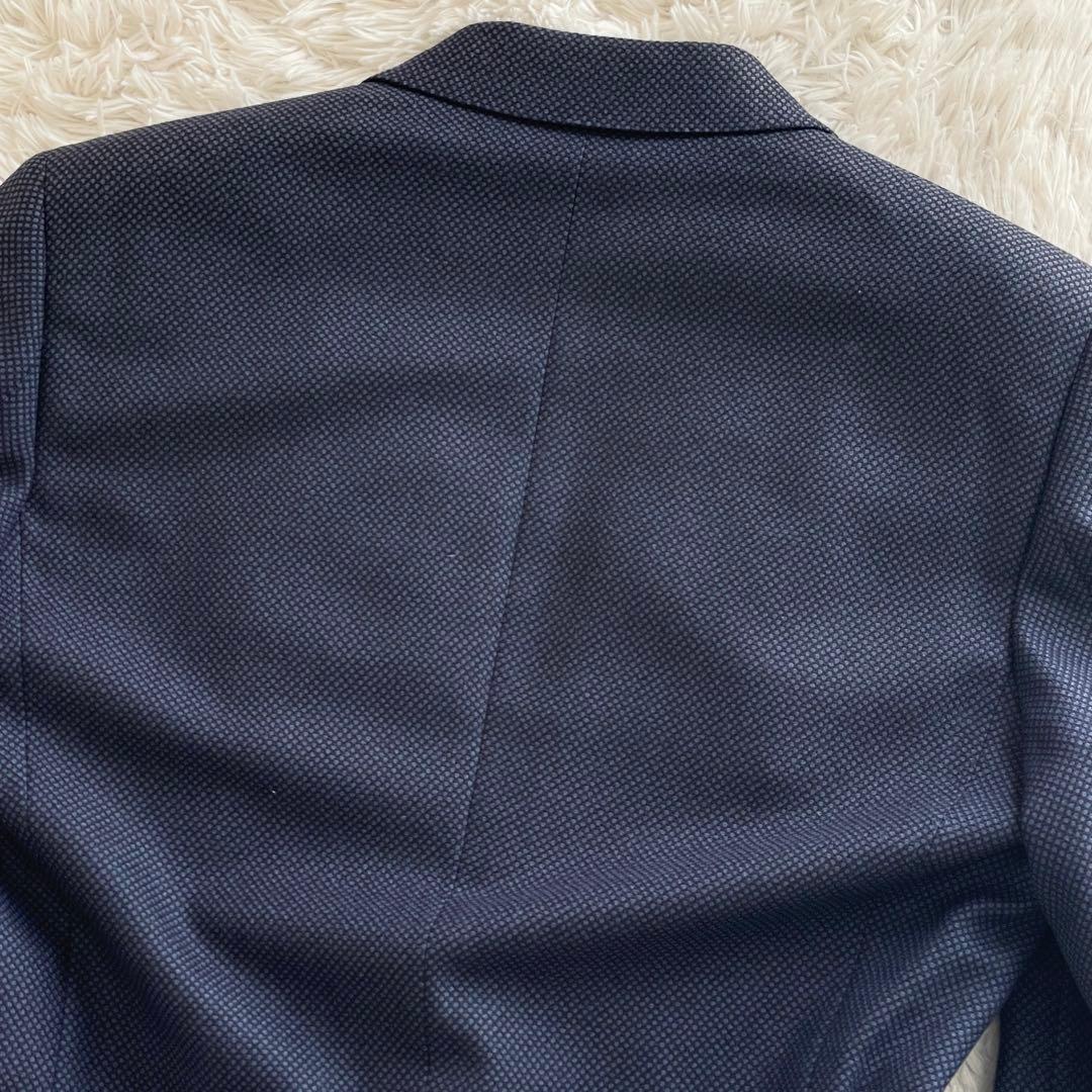 美品 イタリア製 Belvest 紺ブレ ダブルブレスト ロゴ装飾釦 Lサイズ