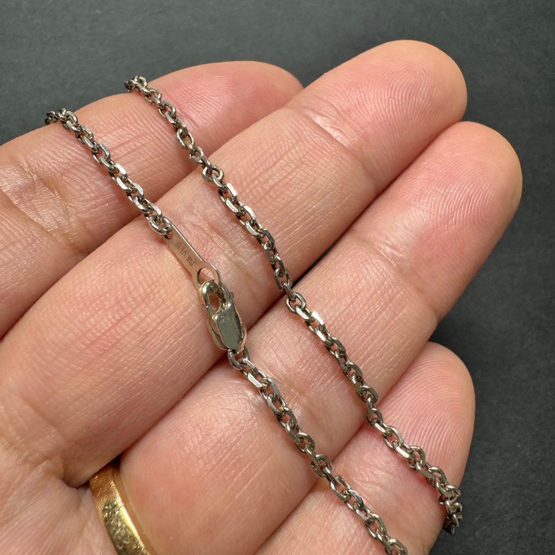 【42㎝ silver925】ヴィンテージ 細角チェーン ネックレス