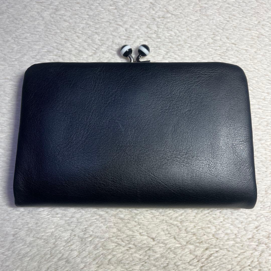 agnès b. アニエスベー　黒 二つ折りがま口財布