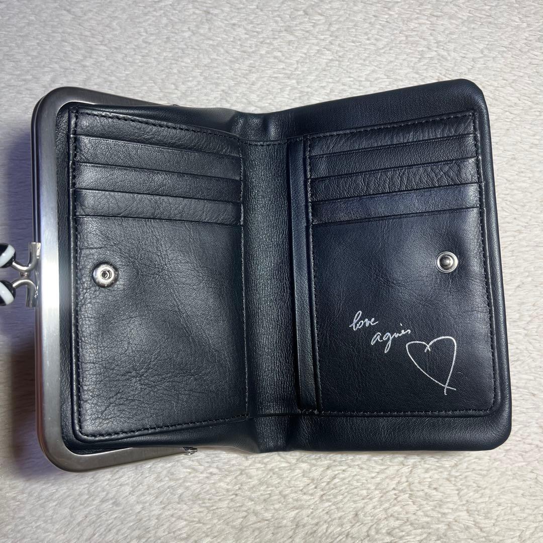 agnès b. アニエスベー　黒 二つ折りがま口財布