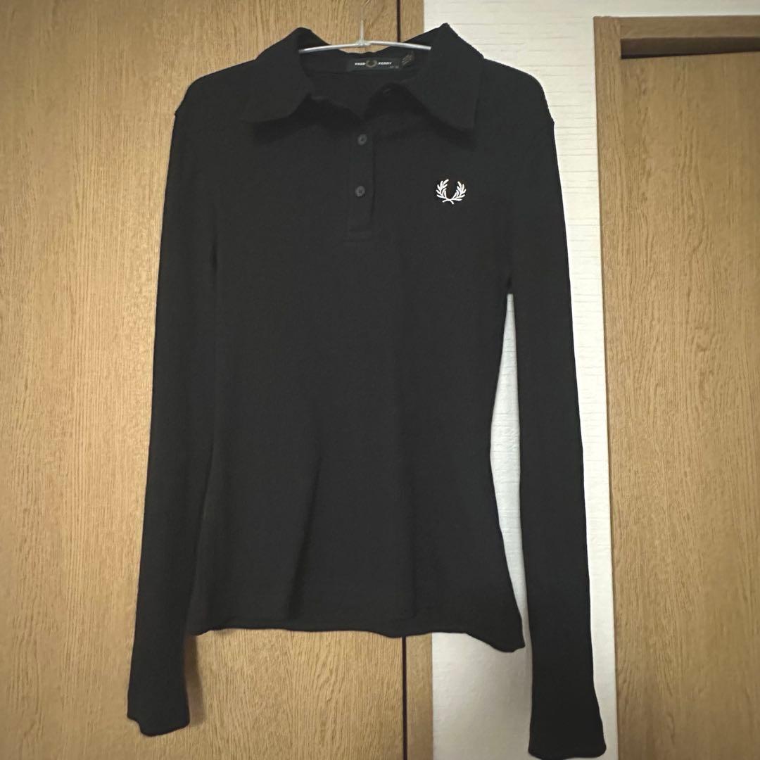 FRED PERRY ブラック 長袖ポロシャツ UK10