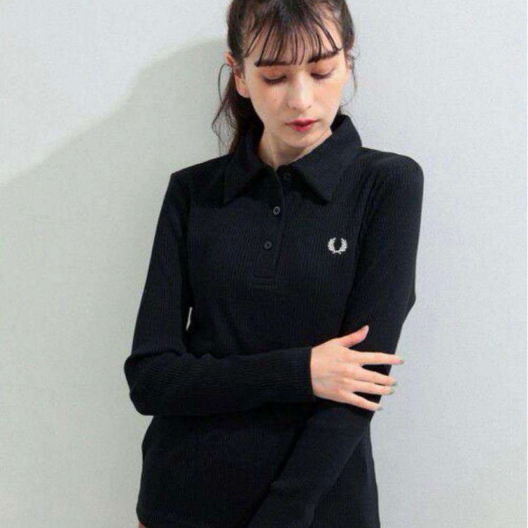 FRED PERRY ブラック 長袖ポロシャツ UK10