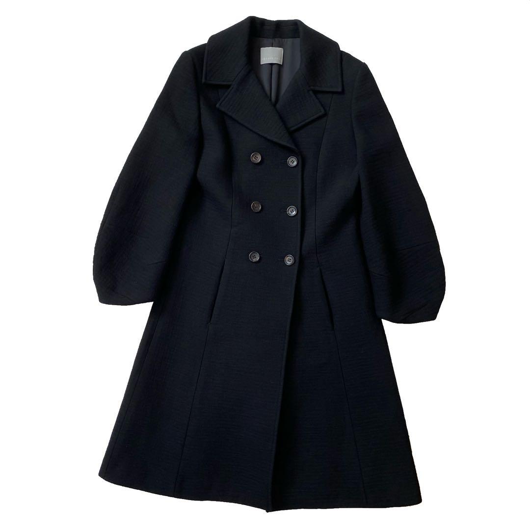 美品 theory luxe セオリー ウール コート 40 黒 コクーン袖