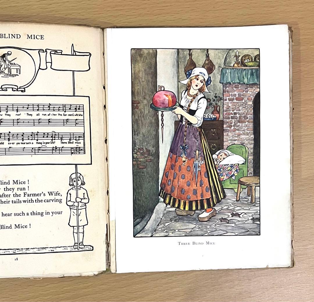 No.229 希少 アンティーク古書 洋書 絵本 水彩 ビンテージ 楽譜