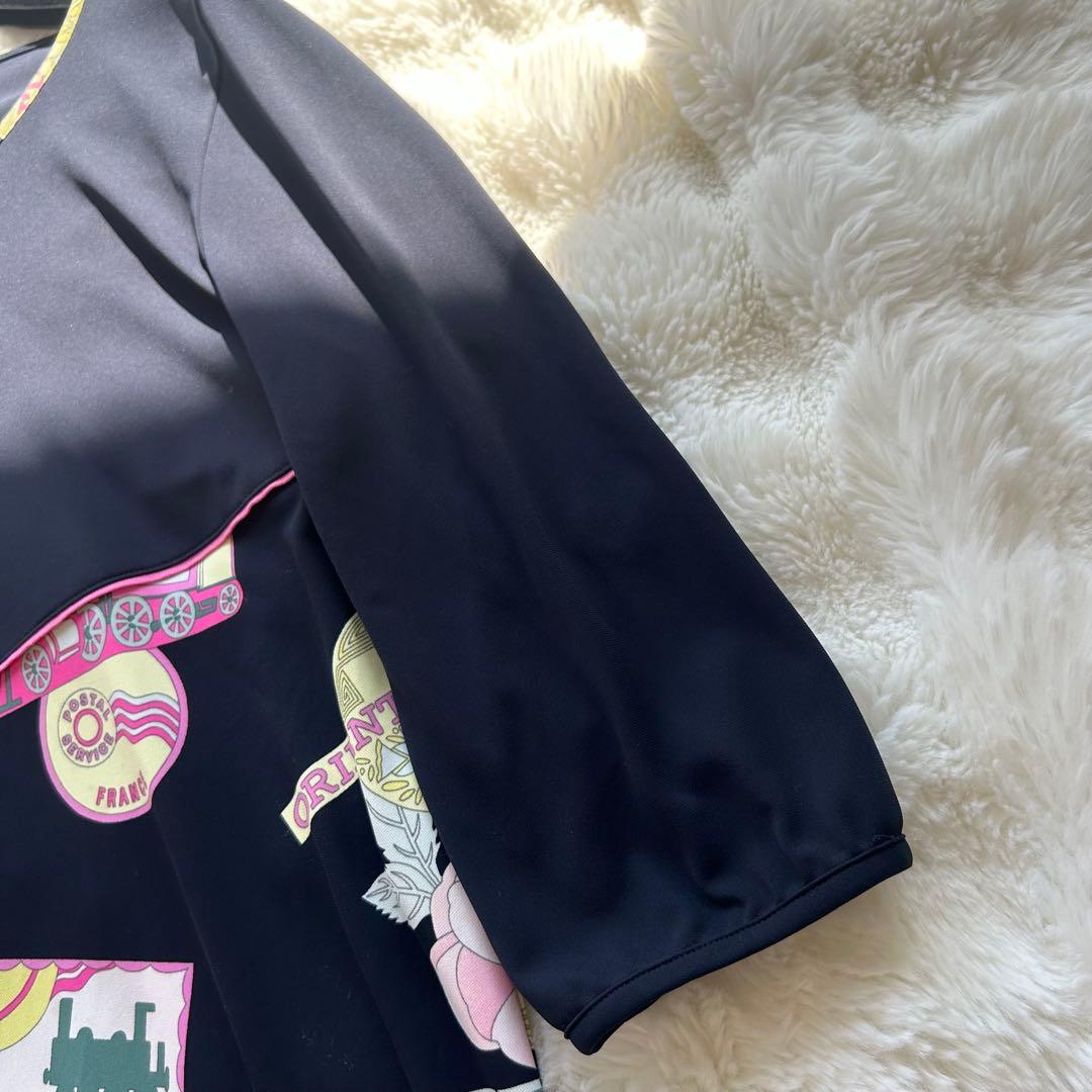 【美品】LEONARD 高級 Aラインワンピース 総柄 ピンク バラ 40
