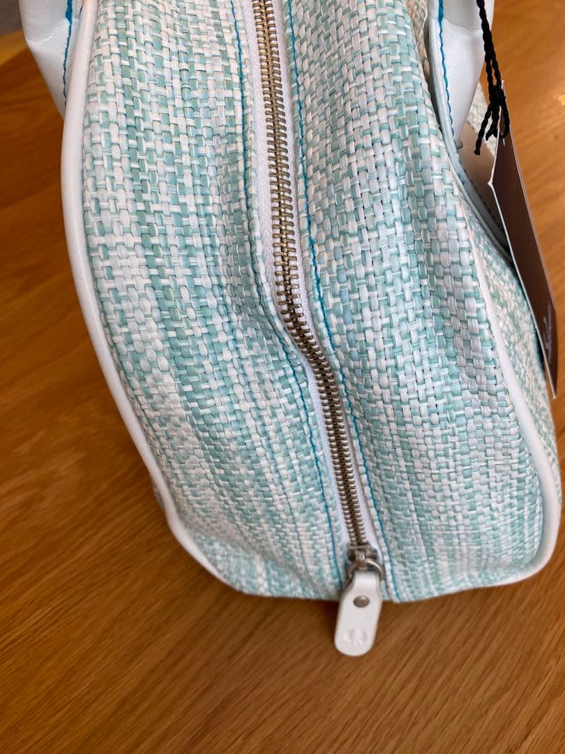 新品　FRED PERRY ホワイトライトブルーチェック柄　ミニボストンバッグ