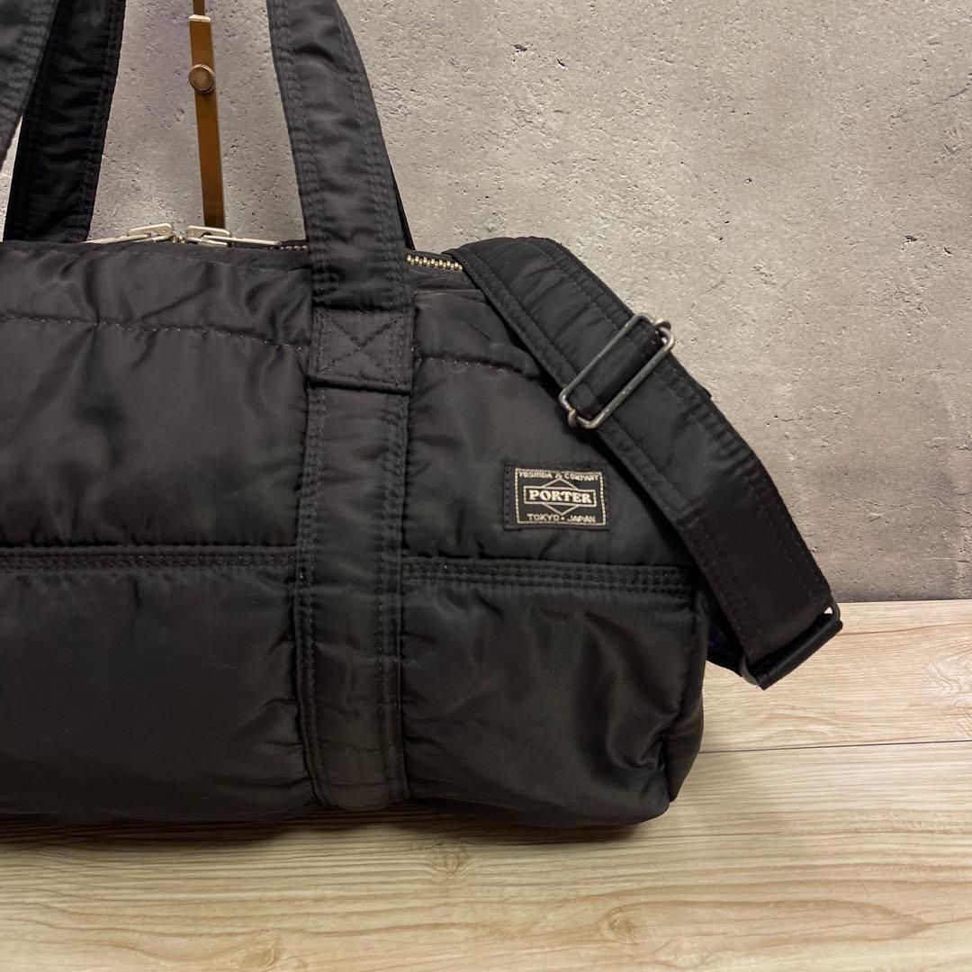 PORTER タンカー ドラム ボストンバッグ 黒 ショルダー付