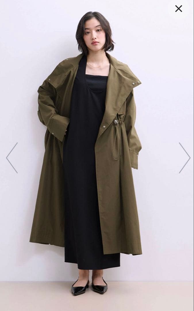 ADAM ET ROPE スタンドカラーロングモッズコート