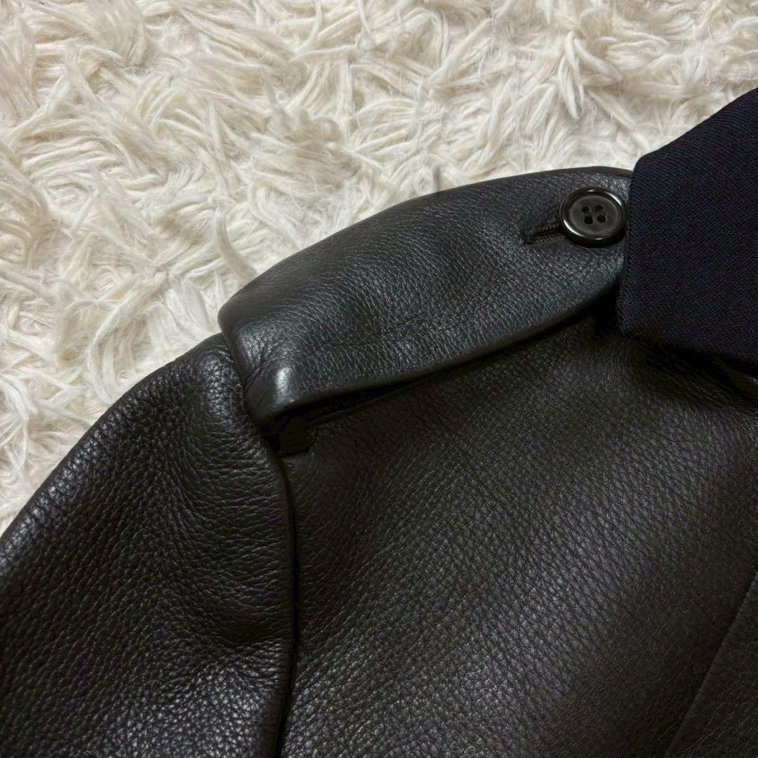 美品　ヨウジヤマモト　02AW ウールツイル　レザー切替　ジャケット