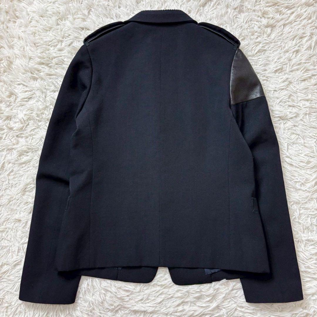 美品　ヨウジヤマモト　02AW ウールツイル　レザー切替　ジャケット